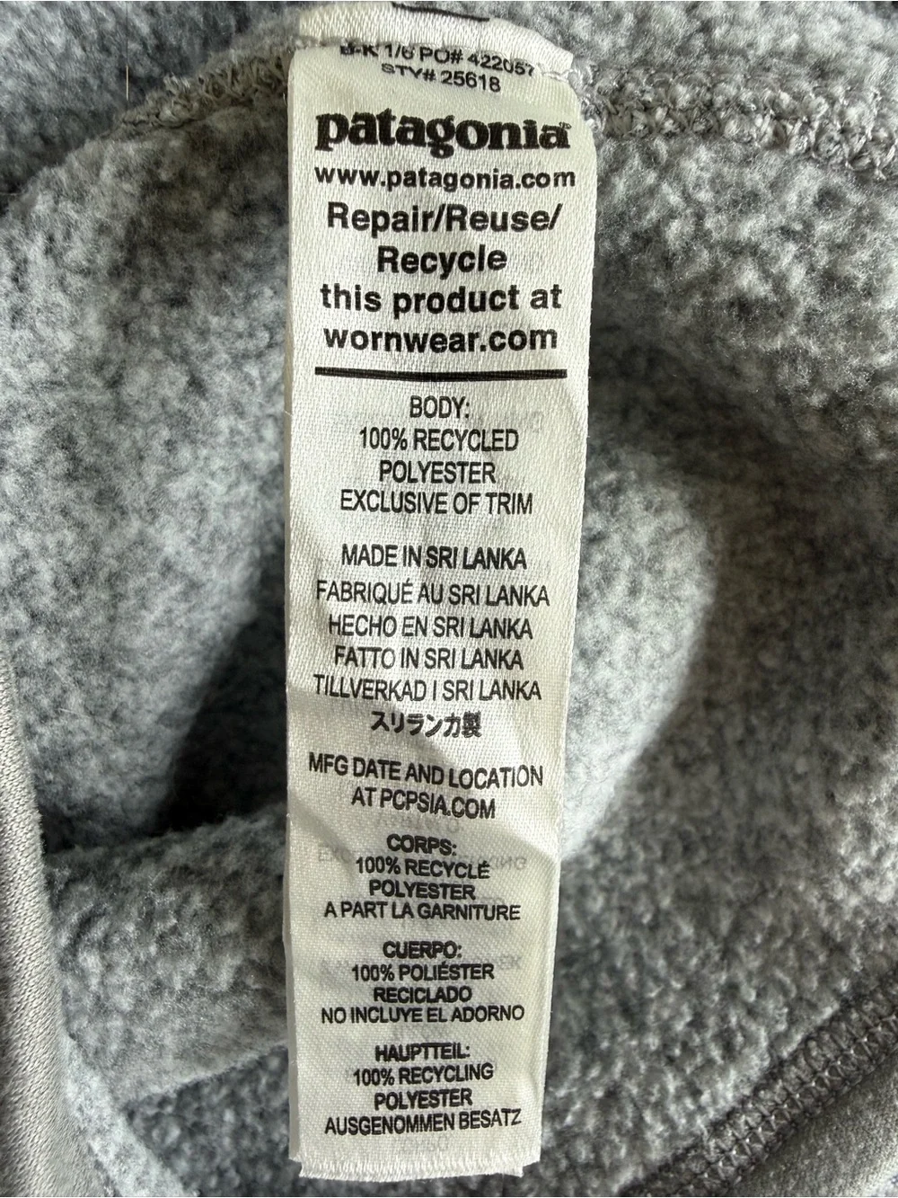Patagonia Men’s Better Sweater 1/4 Zip Fleece Pullover Heather Gray Medium